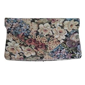 Vintage Floral Tapestry Envelope Purse Clutch Late 80s 90s Era